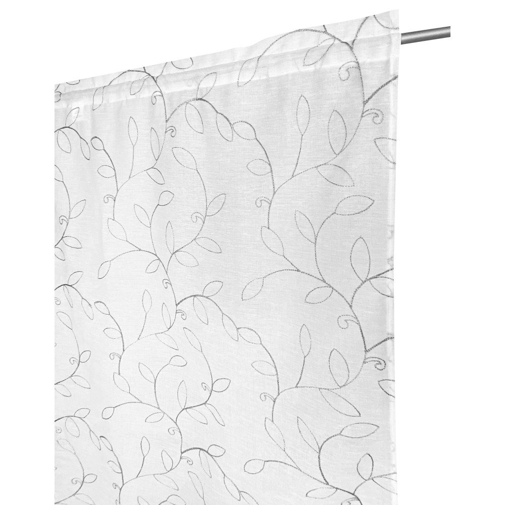 PAR DE CORTINAS NOEMI bordado HOJA MODERNA gris