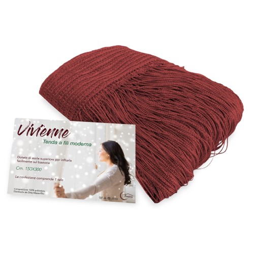 Vivienne DRAHTVORHANG für Tür CM. 150X300 einfarbig BORDEAUX