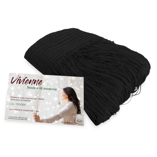 Vivienne WIRE CURTAIN for door CM. 150X300 solid color BLACK