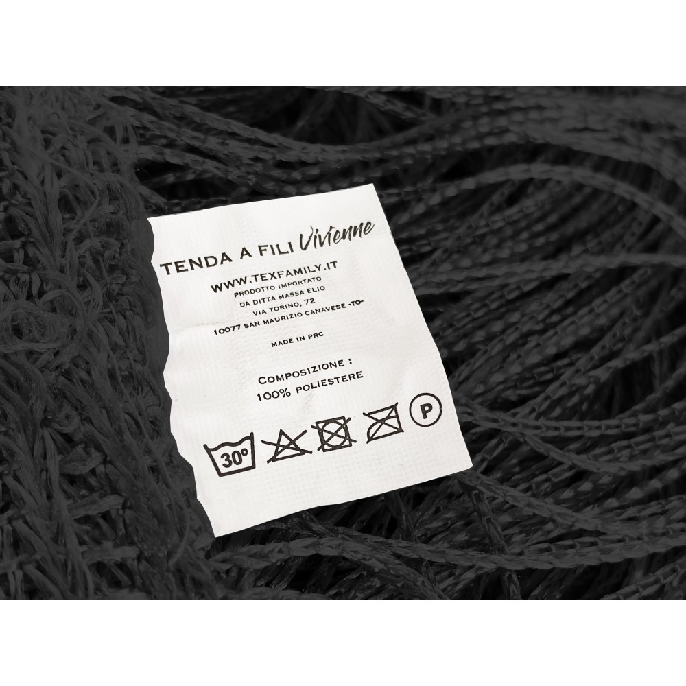 TENDA a FILI Vivienne per porta  CM. 150X300 tinta unita NERO