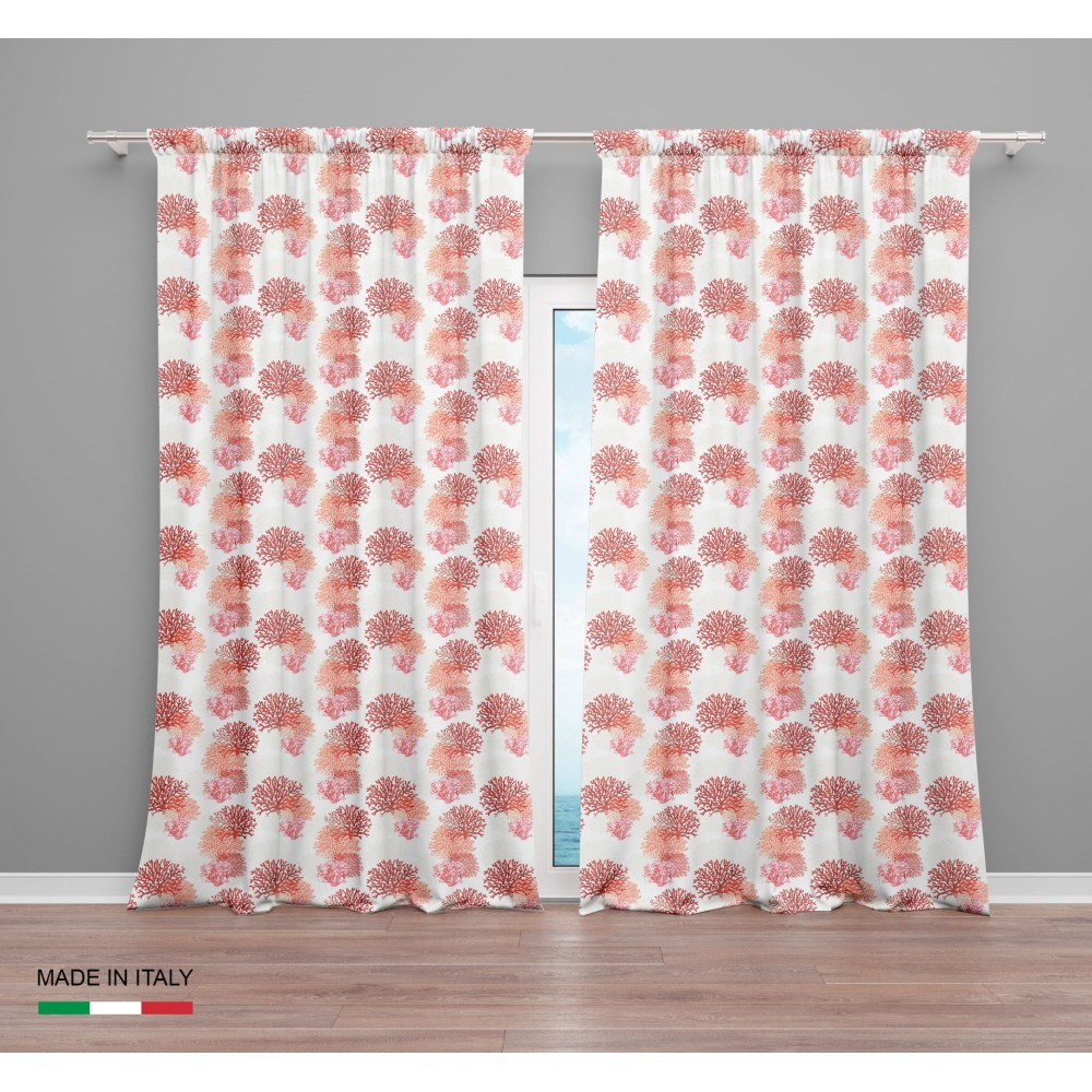 RIDEAU CORAIL rouge cm.160x300 emballé MADE in ITALY mélange de lin
