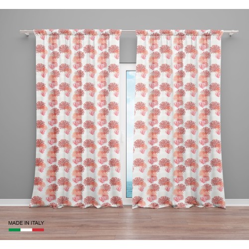 CORAL CURTAIN rot cm.160X300 made in ITALY Leinenmischung