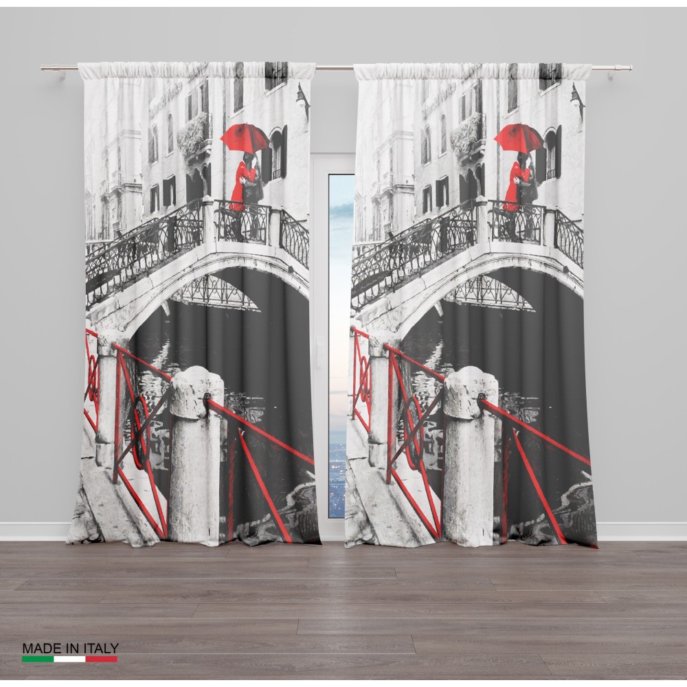 CORTINA VENECIANA PONTE INNAMORATI cm.160X300 hecha MADE en mezcla de lino ITALIA
