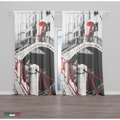 CORTINA VENECIANA PONTE INNAMORATI cm.160X300 hecha MADE en mezcla de lino ITALIA