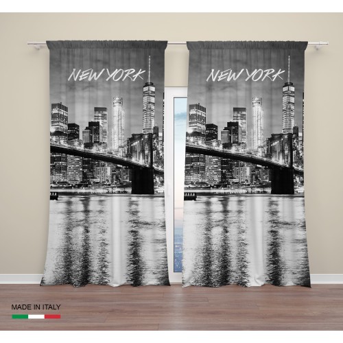TENDA NEW YORK con ponte di BROOKLYN cm.160X300 confezionata MADE in ITALY misto lino