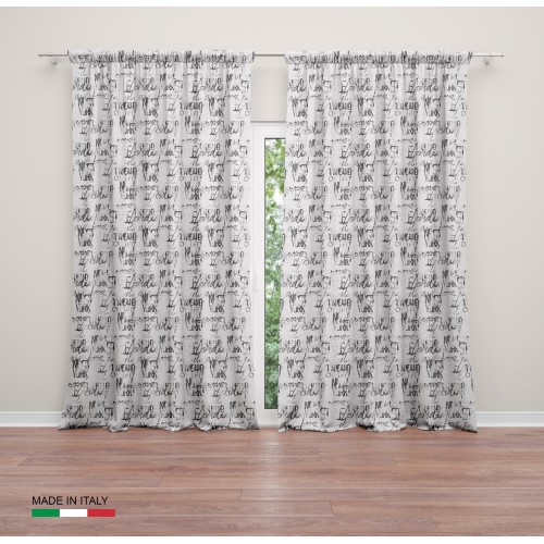 Moderner CURTAIN LETTERING cm.160X300 made MADE in ITALY Leinenmischung