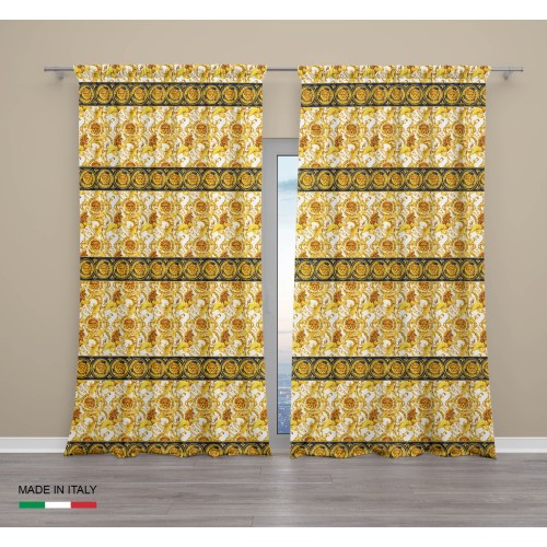 TENDA lusso VERSUS teste di leone cm.160X300 confezionata MADE in ITALY misto lino