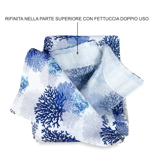 TENDA CORALLO blu cm.160X300 confezionata MADE in ITALY misto lino