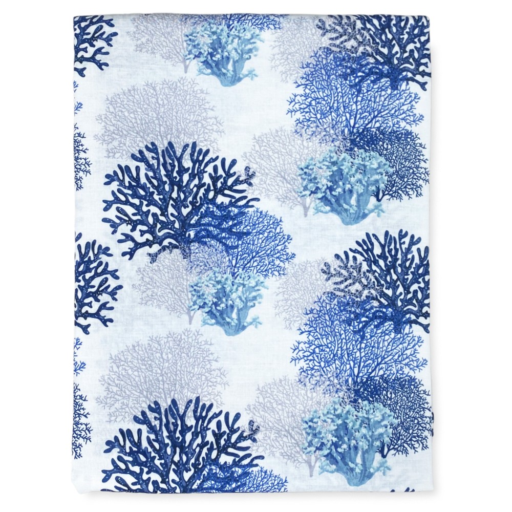 CORAL CURTAIN blue cm.160X300 made MADE in ITALY linen blend