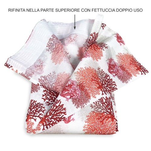 CORAL CURTAIN red cm.160X300 made MADE in ITALY linen blend