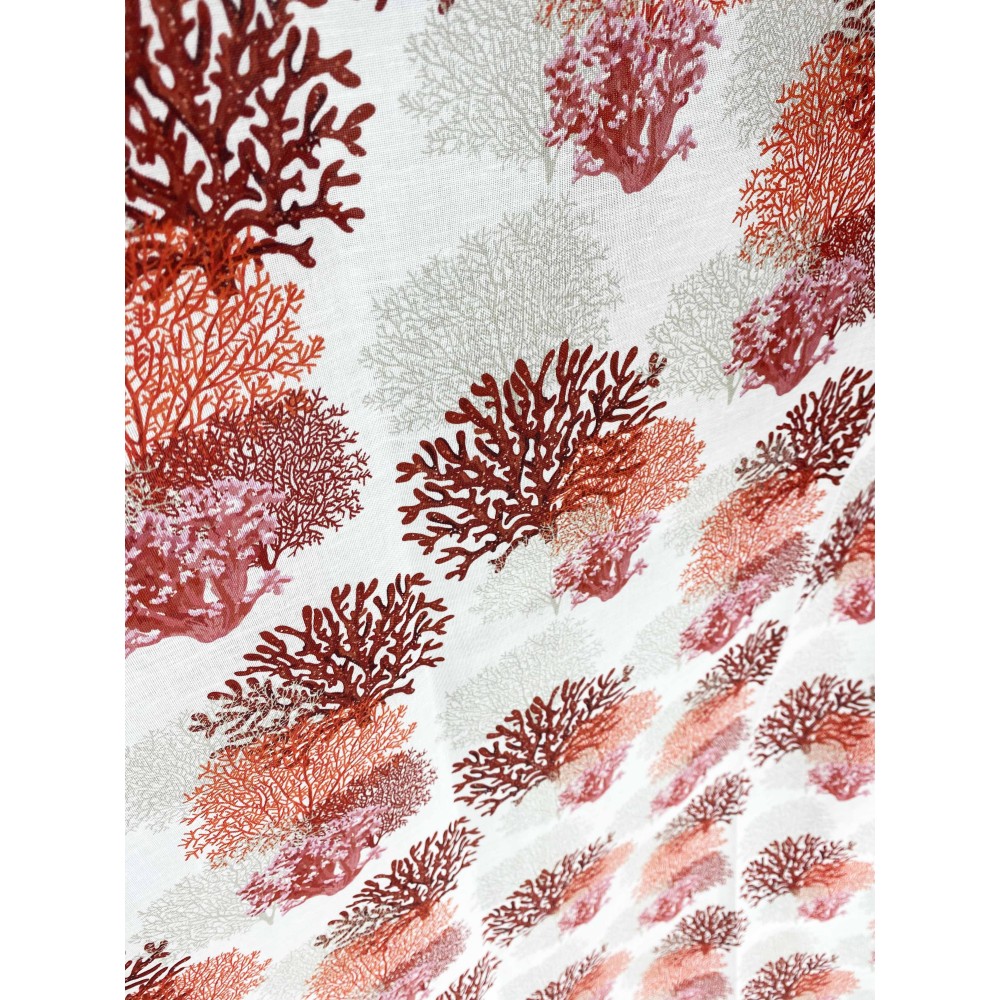 CORAL CURTAIN red cm.160X300 made MADE in ITALY linen blend
