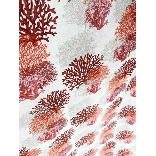 CORAL CURTAIN red cm.160X300 made MADE in ITALY linen blend