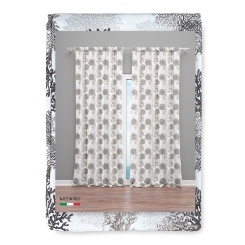 CORAL CURTAIN beige cm.160X300 made MADE in ITALY linen blend