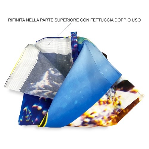 TENDA pesci e BARRIERA CORALLINA cm.160X300 confezionata MADE in ITALY misto lino
