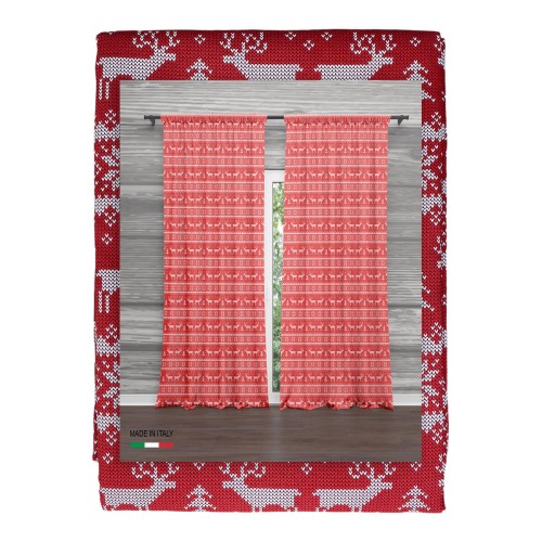 TENDA TIROLESE ROSSA MAGLIA cm.160X300 confezionata MADE in ITALY misto lino