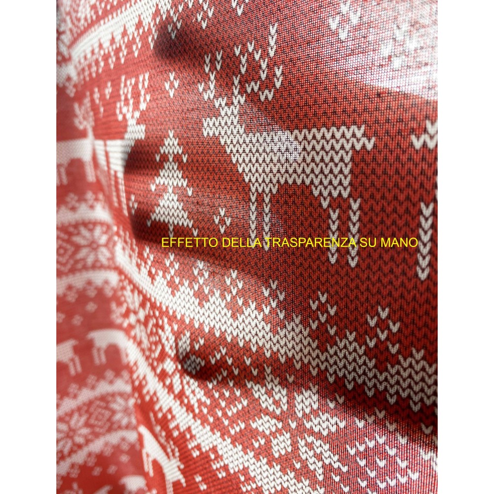 RED TYROLEAN CURTAIN cm.160X300 MADE MADE in ITALY linen blend