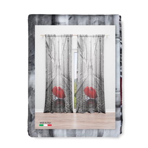 RIDEAU PARIS AVEC PARAPLUIE cm.160x240 emballé MADE in ITALY mélange de lin