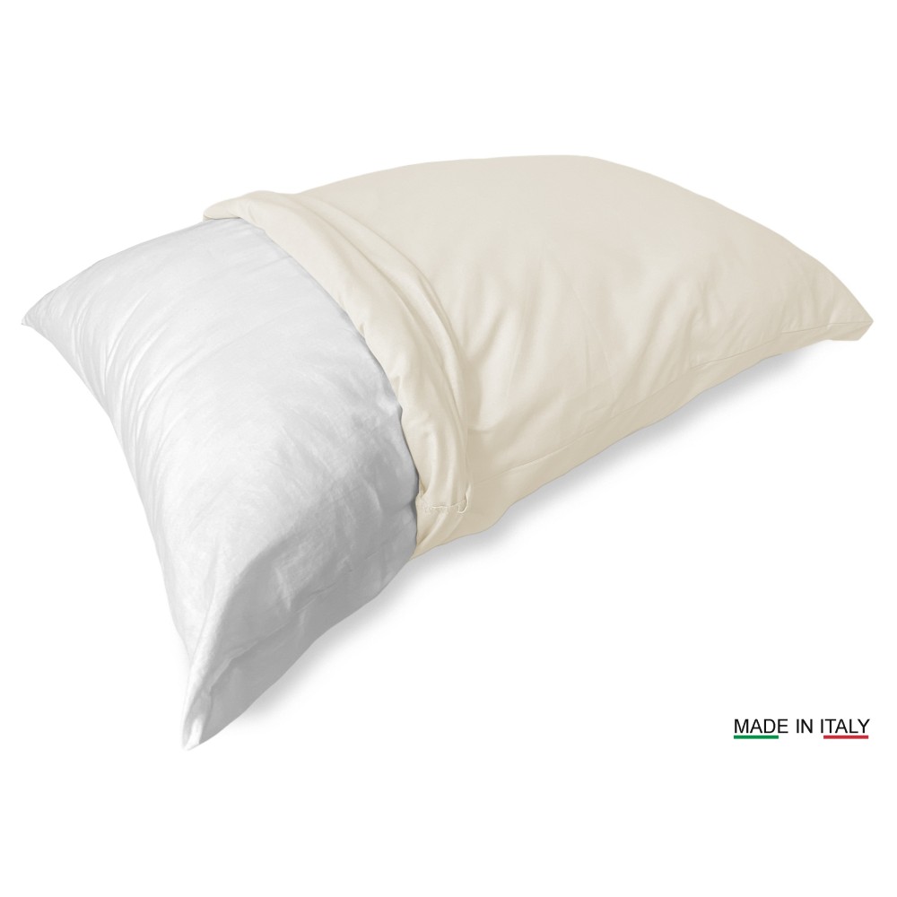 PAIR of pillowcase for STRONG solid color CREAM pillowcase cm. 52X82