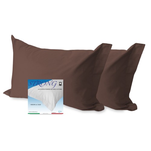 PAIR of pillowcase for STRONG solid color BROWN cm. 52X82