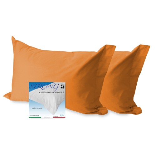 PAIRE LA TAIE DE L'OREILLER SOLIDE ORANGE CM. 52X82