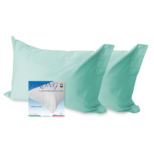 PAIR of pillowcase for STRONG solid color GREEN pillowcase cm. 52X82