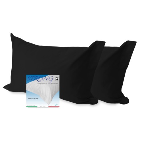 PAIR of pillowcase for STRONG solid color BLACK pillowcase cm. 52X82
