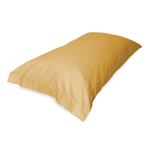 PAIRE DE TAIES D'OREILLER SOLIDE COULEUR OCRE cm. 52X82