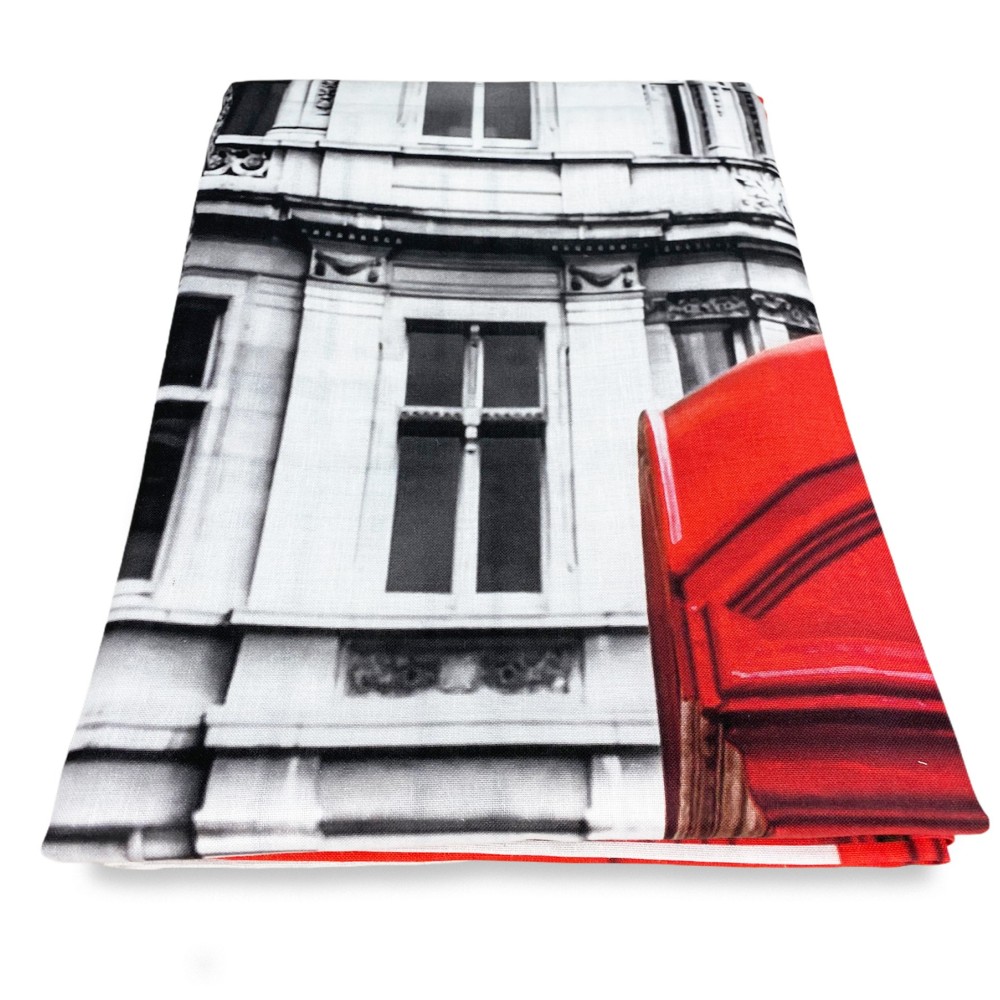 LONDON ENGLISH TELEPHONE CURTAIN cm.160X300 made in ITALY Leinenmischung