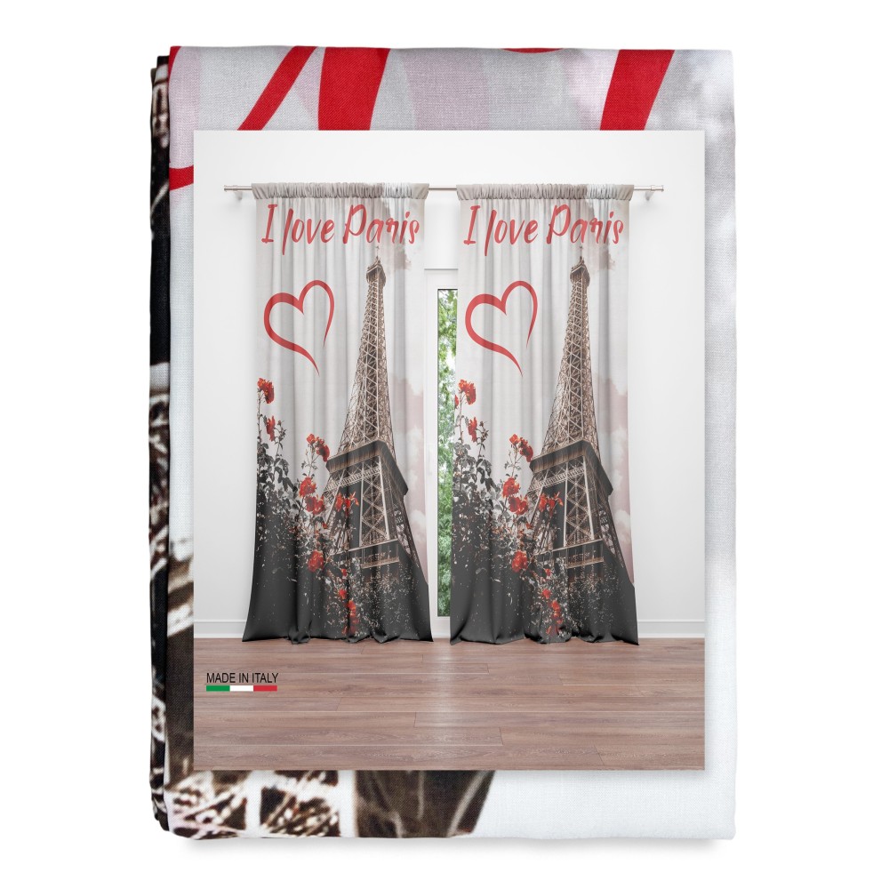 Bedruckter Vorhang mit Pariser Eiffelturm Bedruckter Vorhang mit Pariser Eiffelturm