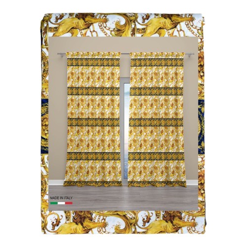 VERSUS Luxus Vorhang Löwenköpfe cm.160X300 hergestellt MADE in ITALY Leinenmischung
