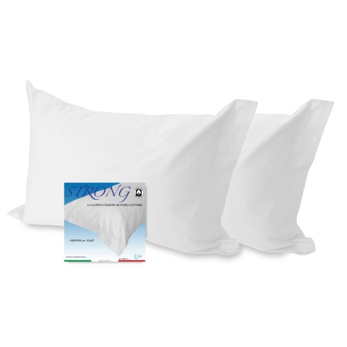 COUPLE TAIE D'OREILLER SOLIDE DE COULEUR BLANC CM. 52X82