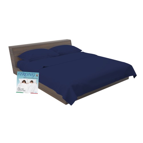 STRONG SHEETS sheet set solid color DARK BLUE pure COTTON Made in Italy