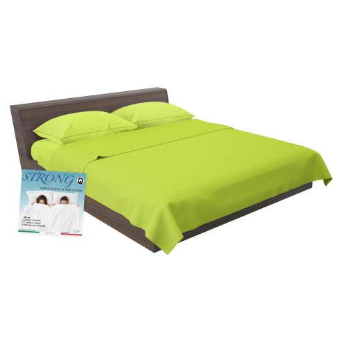 Set de Draps de Lit en Coton en couleur unie  vert acide STRONG fabriqué en Italie