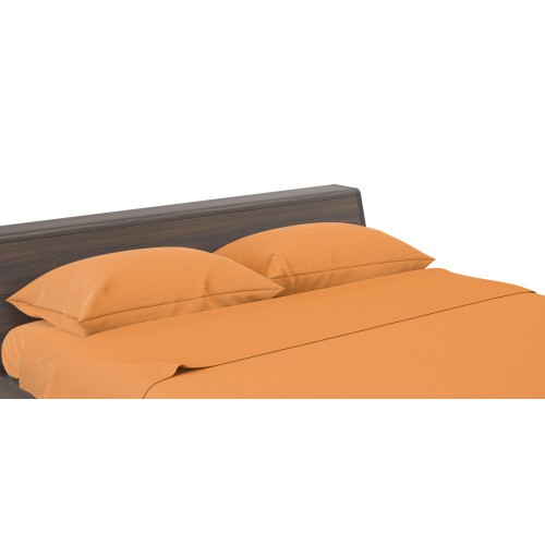Juego de sábanas STRONG SHEETS color liso NARANJA puro ALGODÓN Made in Italy