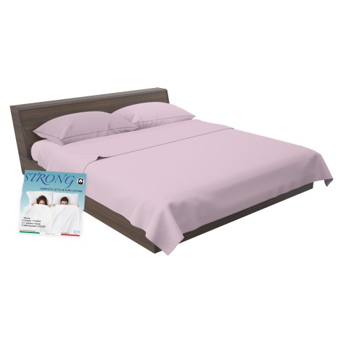 Set de Draps de Lit en Coton en couleur unie rose STRONG fabriqué en Italie