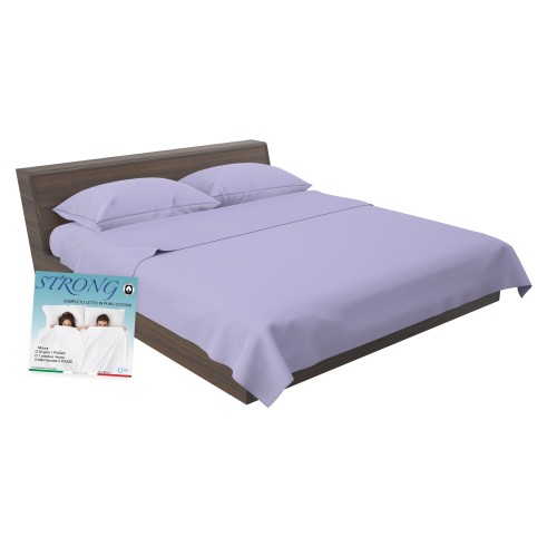 SHEET SET STRONG SHEETS solid color LILAC pure COTTON Made in Italy