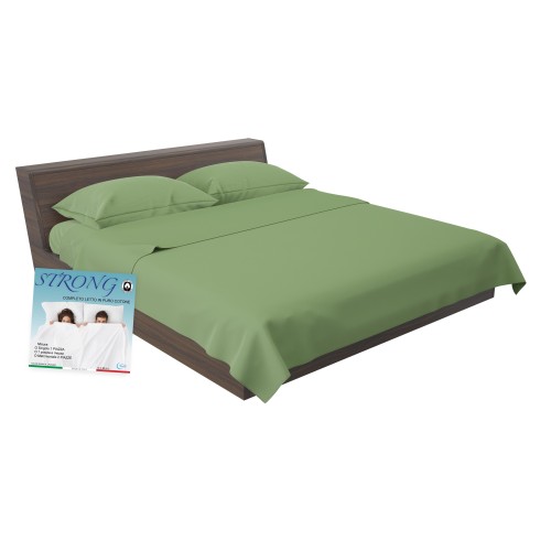 SHEET SET STRONG SHEETS plain PRAIRIE GREEN pure COTTON Made in Italy