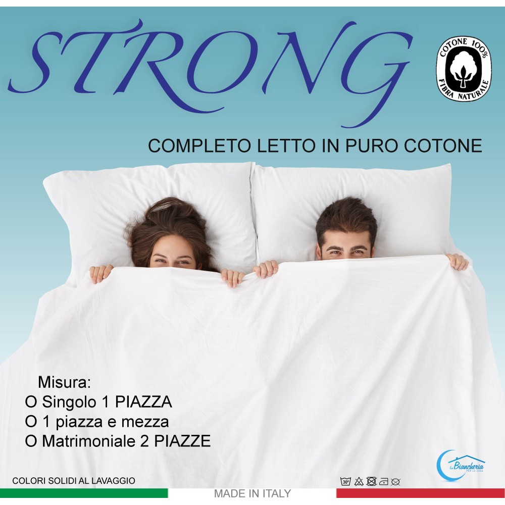 Set de Draps de Lit en Coton en couleur unie crème STRONG fabriqué en Italie
