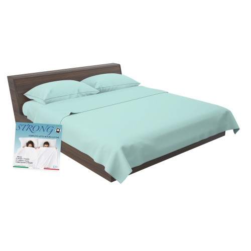 Set de Draps de Lit en Coton en couleur unie vert clair STRONG fabriqué en Italie