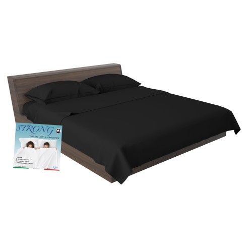SHEET SET STRONG SHEETS solid color BLACK pure COTTON Made in Italy