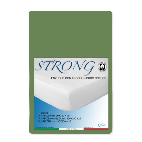 LENZUOLO con ANGOLI STRONG tinta unita VERDE PRATERIA made in Italy