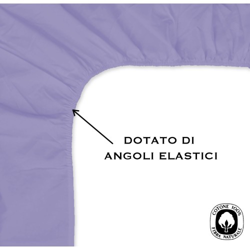 LENZUOLO con ANGOLI STRONG tinta unita LILLA made in Italy