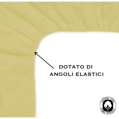 LENZUOLO con ANGOLI STRONG tinta unita GIALLO made in Italy