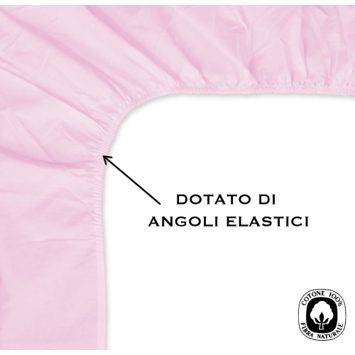 SÁBANA con ESQUINAS FUERTE color sólido ROSA hecho en Italia