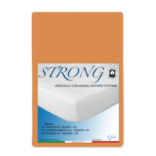LENZUOLO con ANGOLI STRONG tinta unita ARANCIO made in Italy