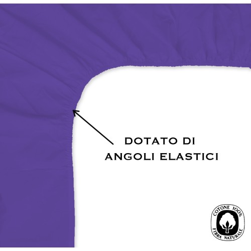 LENZUOLO con ANGOLI STRONG tinta unita VIOLA made in Italy