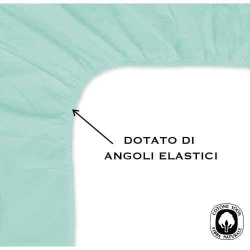 LENZUOLO con ANGOLI STRONG tinta unita VERDINO made in Italy