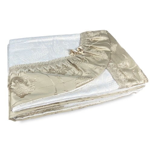 COLCHA CON CAMA DOBLE DE RASO DORADO IDEA WEDDING