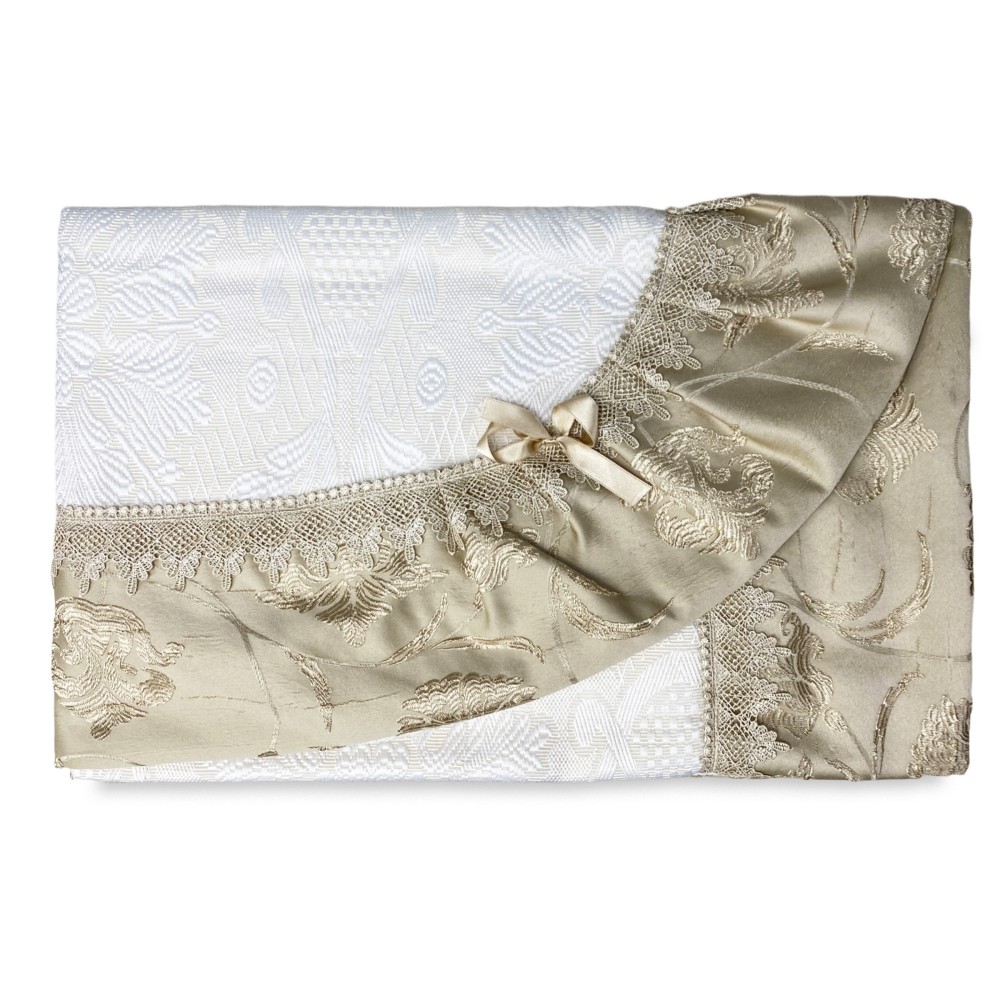 BEDSPREAD WITH GOLD SATIN double bed IDEA WEDDING