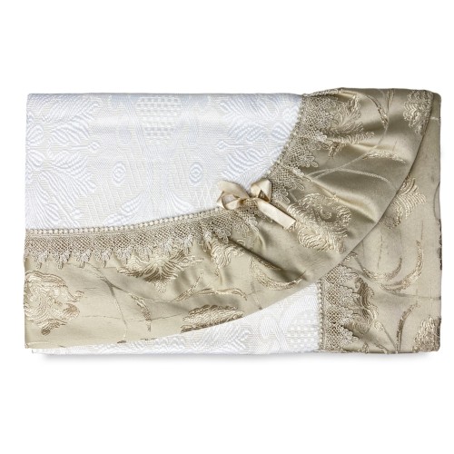 BEDSPREAD WITH GOLD SATIN double bed IDEA WEDDING